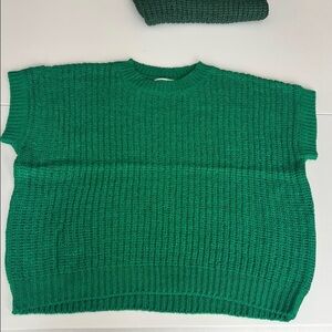Zenana Green Knit Short-Sleeve Sweater Top